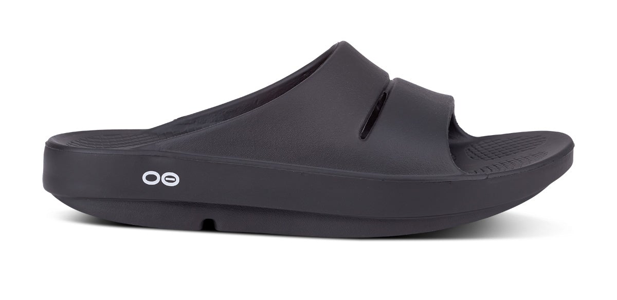 Black Men's Oofos OOahh Slide Sandals | vuu35bXHztX