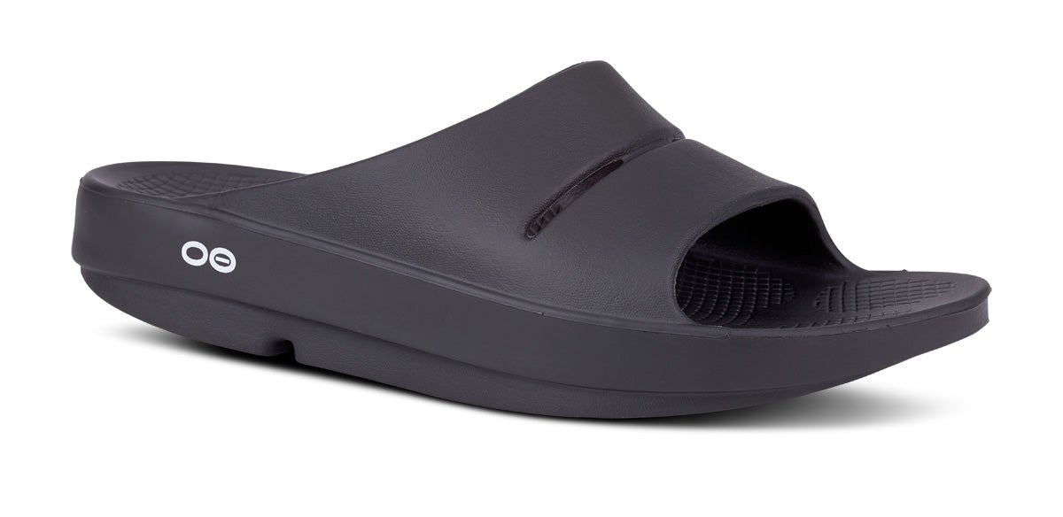 Black Men\'s Oofos OOahh Slide Sandals | vuu35bXHztX