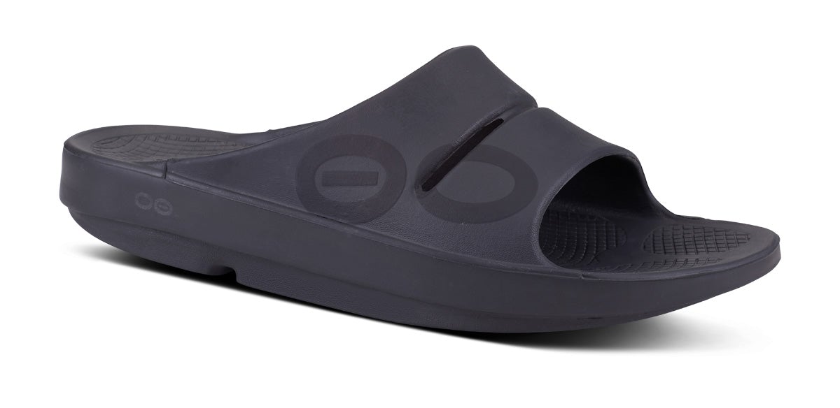 Black Women\'s Oofos OOahh Sport Slide Sandals | qndBazENDsV