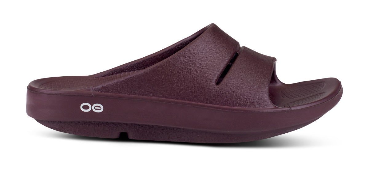 Dark Red Men's Oofos OOahh Slide Sandals | xqlrDQrW2yj