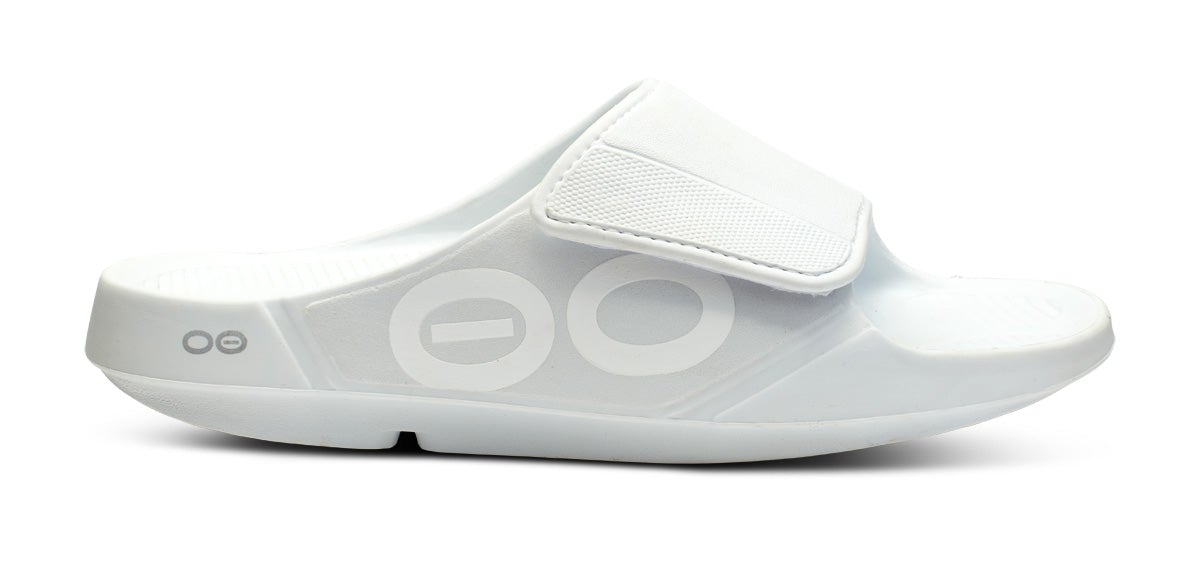 White Men's Oofos OOahh Sport Flex Sandals | TCssBigJNRb