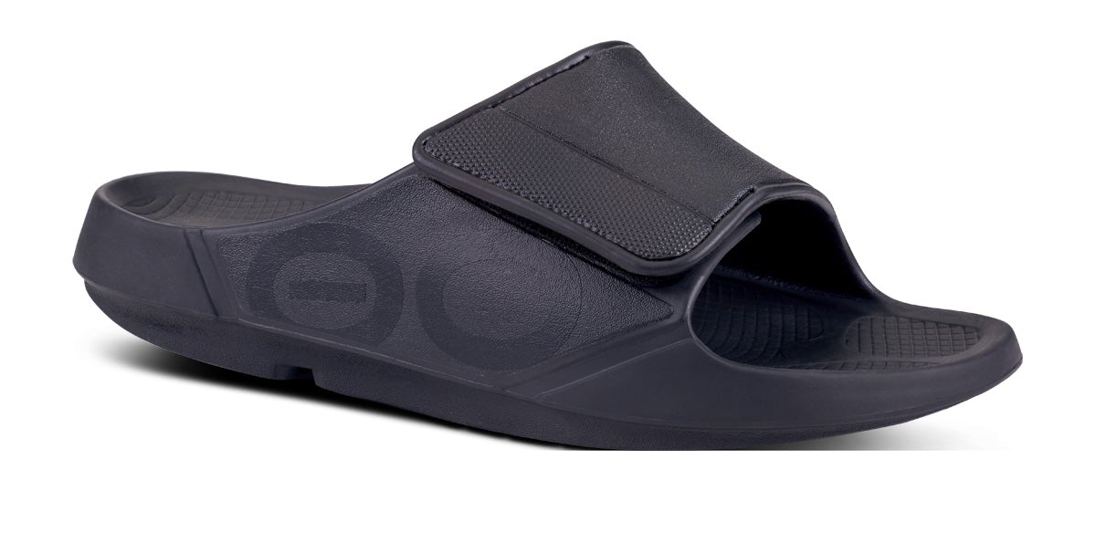 Black Men's Oofos OOahh Sport Flex Sandals | 9lW5RLlYoBO