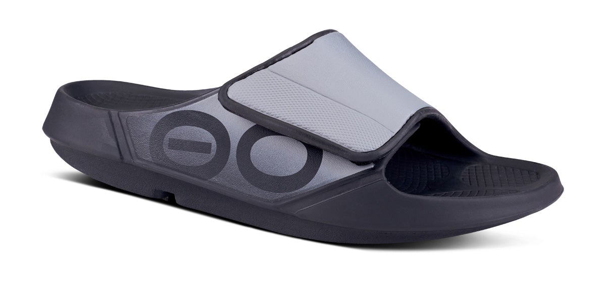 Grey Women's Oofos OOahh Sport Flex Sandals | vKcS5VYWLiM