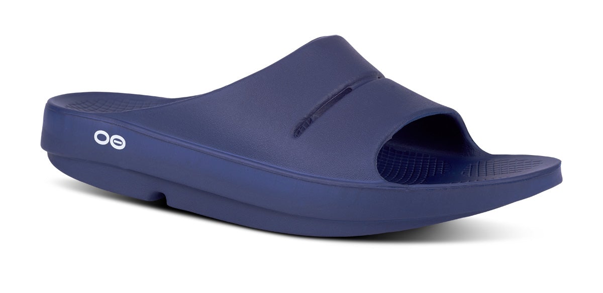 Navy Women's Oofos OOahh Slide Sandals | pLevljAEKll